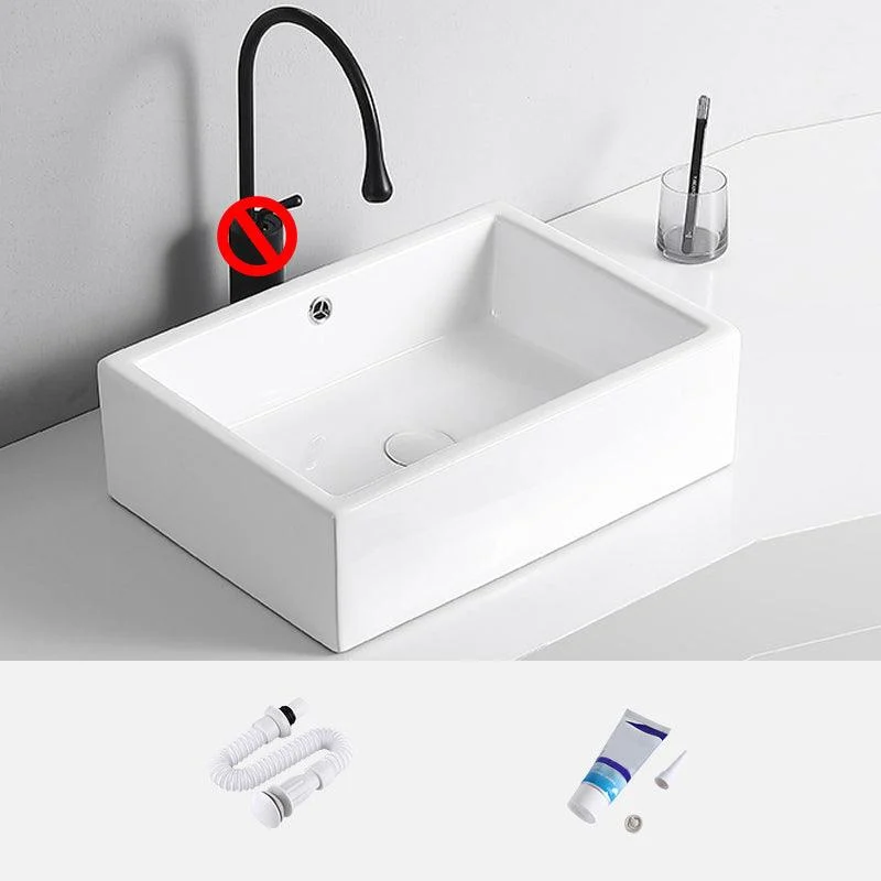 Modern Vessel Lavatory Sink Porcelain Rectangular Vessel Sink(Not Including Tap) -Bathlova