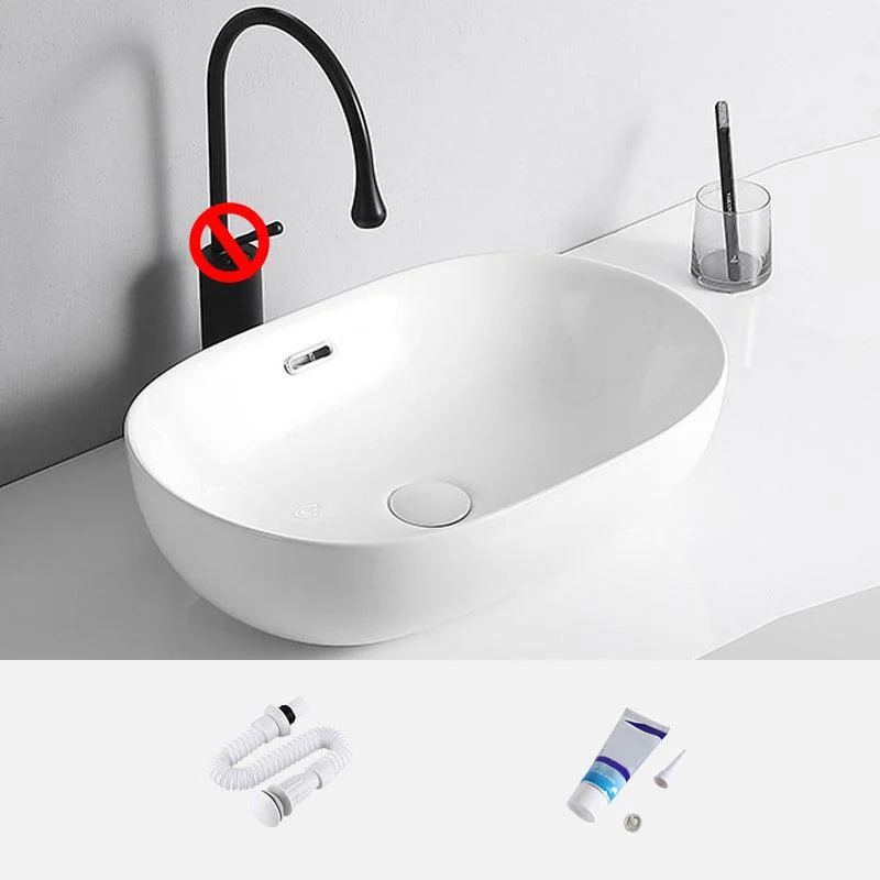 Modern Vessel Lavatory Sink Porcelain Rectangular Vessel Sink(Not Including Tap) -Bathlova