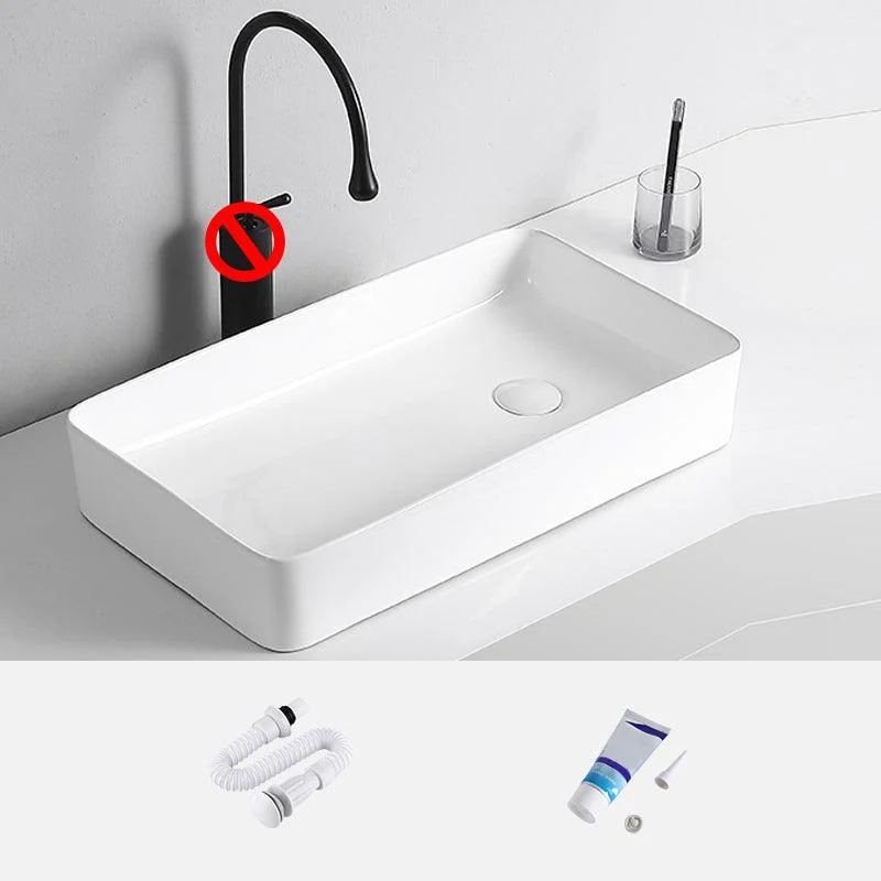 Modern Vessel Lavatory Sink Porcelain Rectangular Vessel Sink(Not Including Tap) -Bathlova