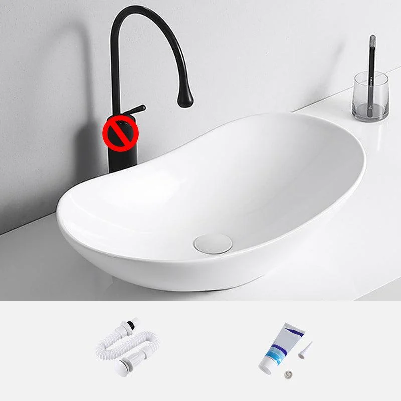 Modern Vessel Lavatory Sink Porcelain Rectangular Vessel Sink(Not Including Tap) -Bathlova