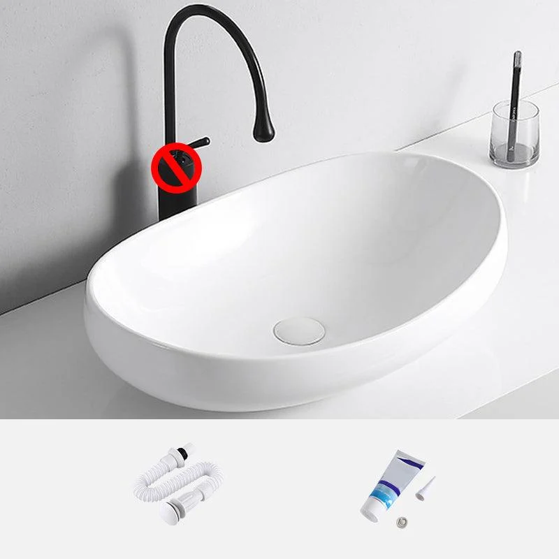 Modern Vessel Lavatory Sink Porcelain Rectangular Vessel Sink(Not Including Tap) -Bathlova