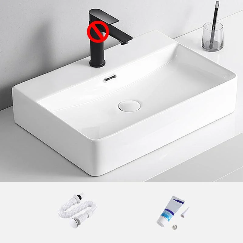 Modern Vessel Lavatory Sink Porcelain Rectangular Vessel Sink(Not Including Tap) -Bathlova