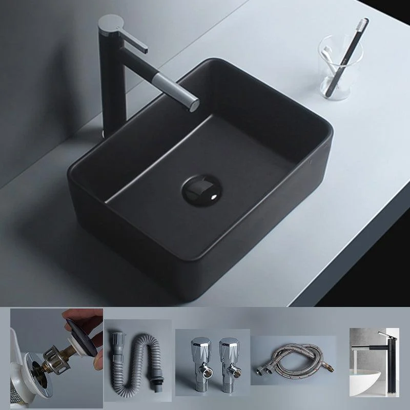 Modern Vessel Lavatory Sink Porcelain with Tap and Basin Bathroom Sink -Bathlova