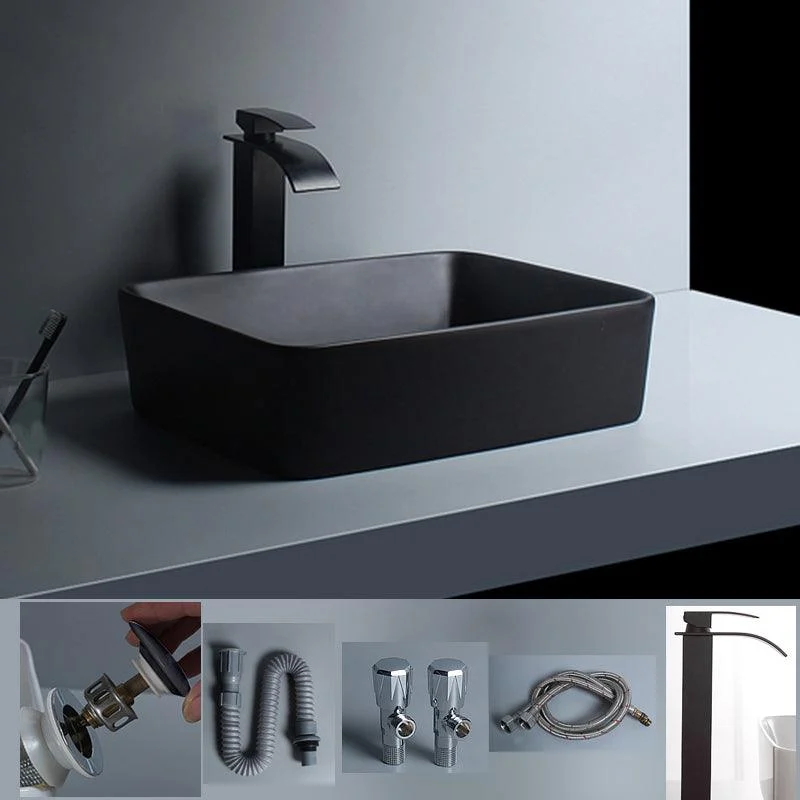 Modern Vessel Lavatory Sink Porcelain with Tap and Basin Bathroom Sink -Bathlova