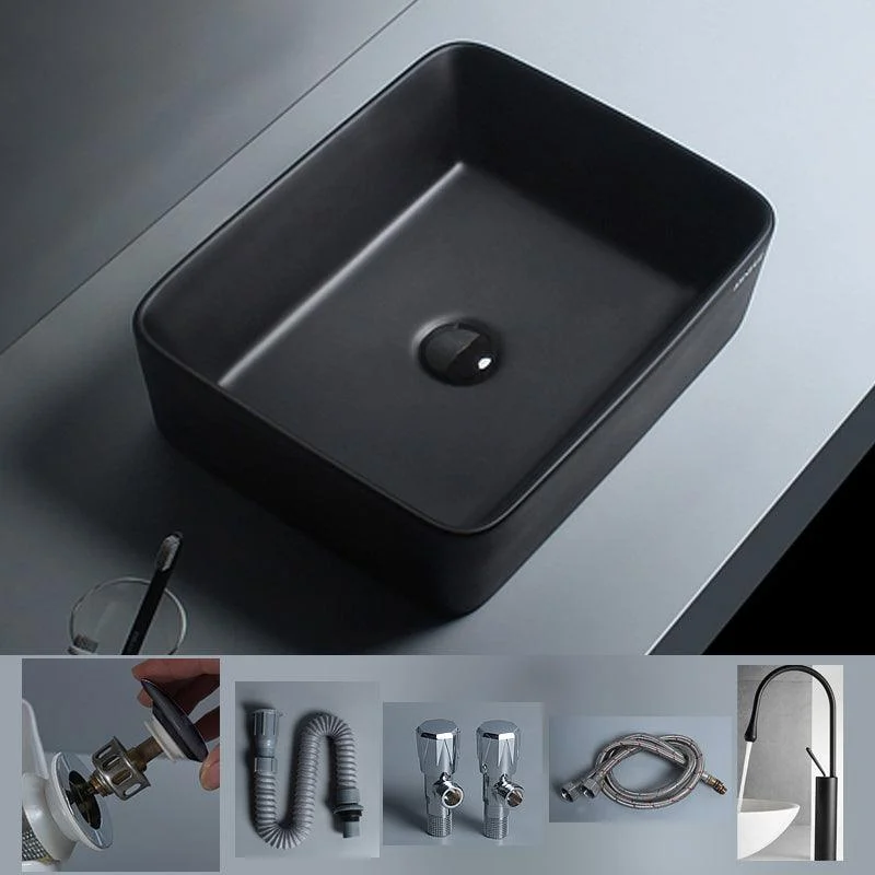 Modern Vessel Lavatory Sink Porcelain with Tap and Basin Bathroom Sink -Bathlova