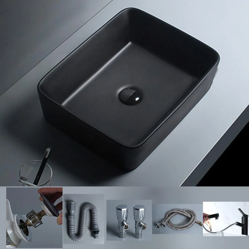 Modern Vessel Lavatory Sink Porcelain with Tap and Basin Bathroom Sink -Bathlova