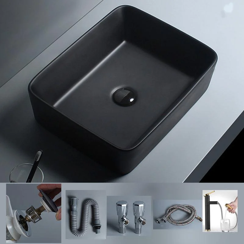 Modern Vessel Lavatory Sink Porcelain with Tap and Basin Bathroom Sink -Bathlova