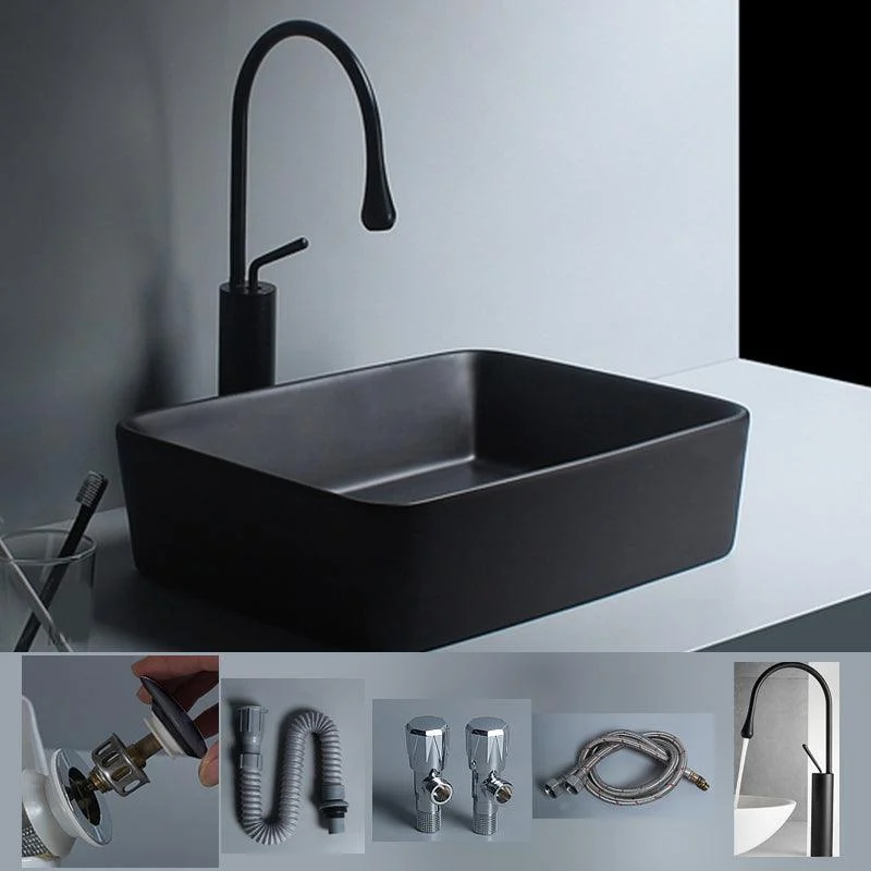 Modern Vessel Lavatory Sink Porcelain with Tap and Basin Bathroom Sink -Bathlova