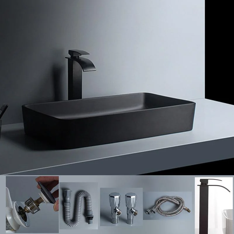 Modern Vessel Lavatory Sink Porcelain with Tap and Basin Bathroom Sink -Bathlova