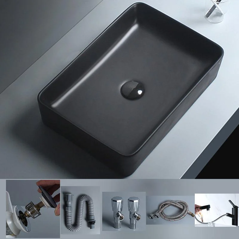 Modern Vessel Lavatory Sink Porcelain with Tap and Basin Bathroom Sink -Bathlova