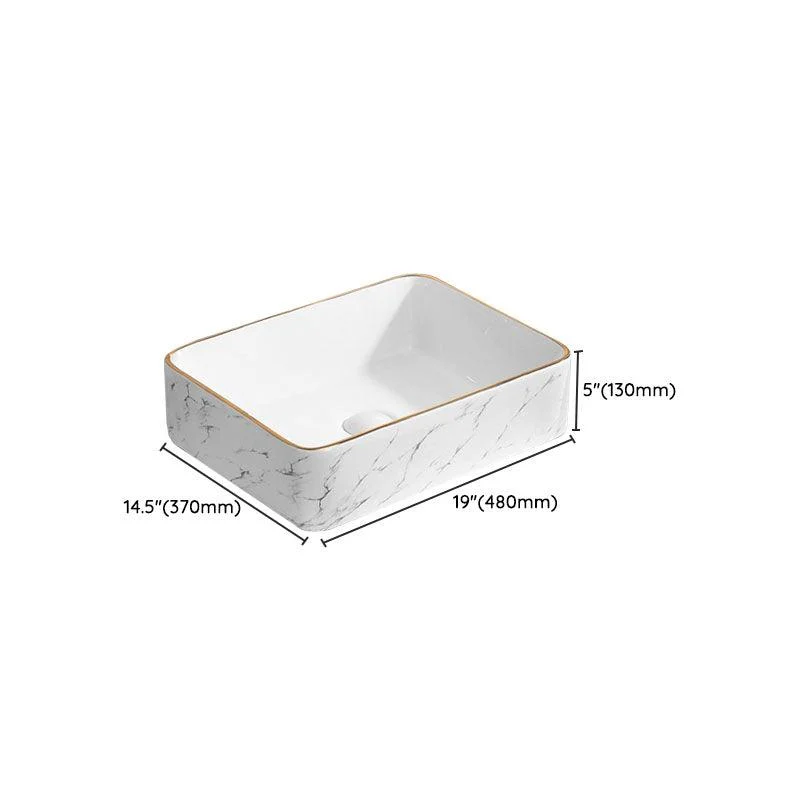 Modern Vessel Lavatory Sink Rectangular Porcelain Shut-Off Valve Included Bathroom Sink -Bathlova