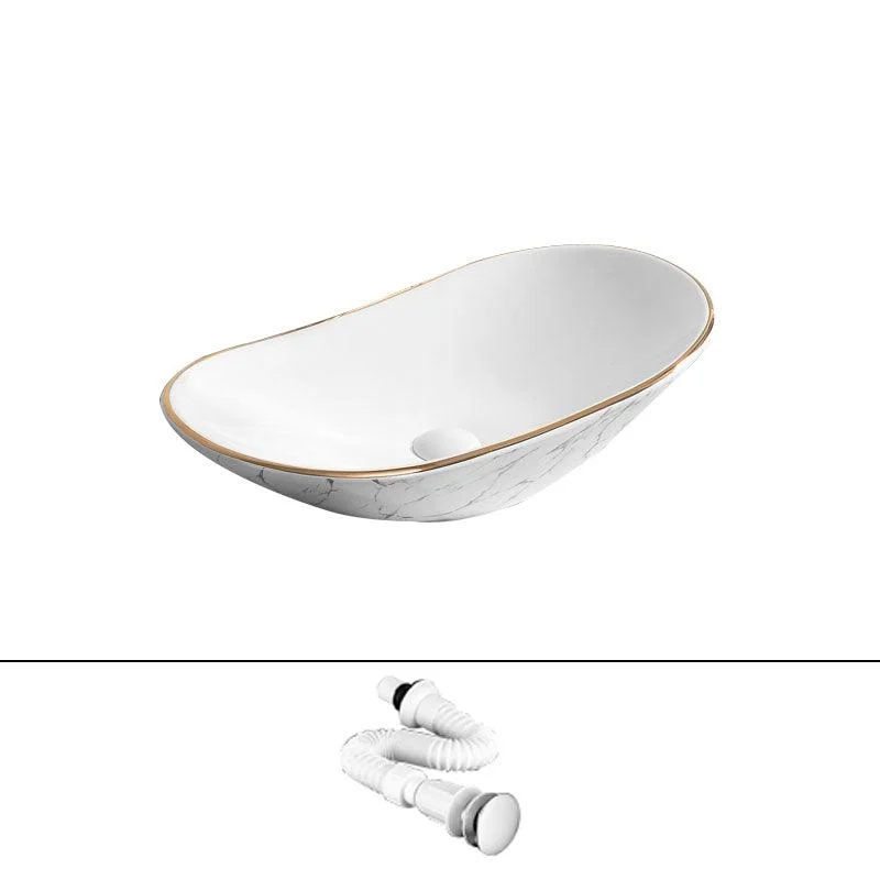 Modern Vessel Lavatory Sink Rectangular Porcelain Shut-Off Valve Included Bathroom Sink -Bathlova