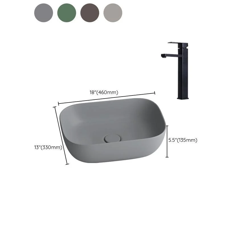 Modern Vessel Lavatory Sink Rectangular Porcelain with Tap and Pop-Up Drain Basin Sink -Bathlova