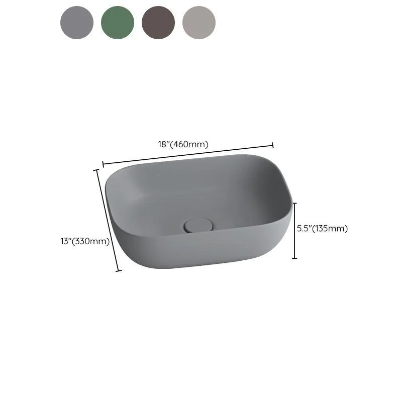 Modern Vessel Lavatory Sink Rectangular Porcelain with Tap and Pop-Up Drain Basin Sink -Bathlova