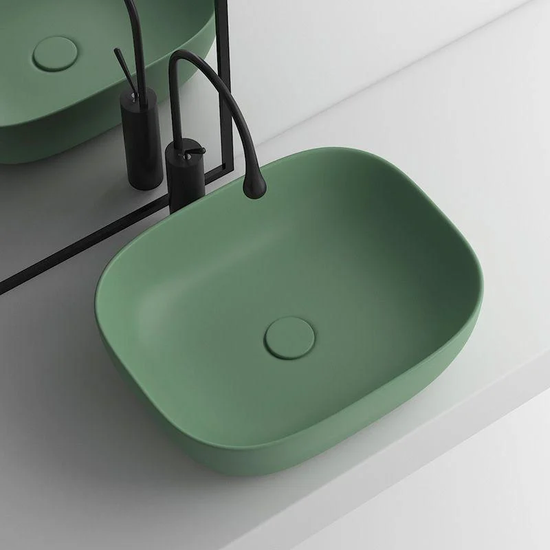 Modern Vessel Lavatory Sink Rectangular Porcelain with Tap and Pop-Up Drain Basin Sink -Bathlova