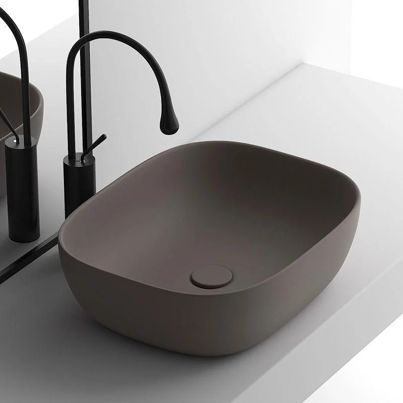 Modern Vessel Lavatory Sink Rectangular Porcelain with Tap and Pop-Up Drain Basin Sink -Bathlova