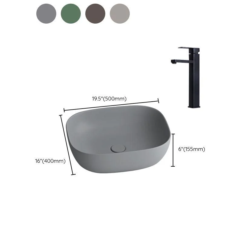 Modern Vessel Lavatory Sink Rectangular Porcelain with Tap and Pop-Up Drain Basin Sink -Bathlova