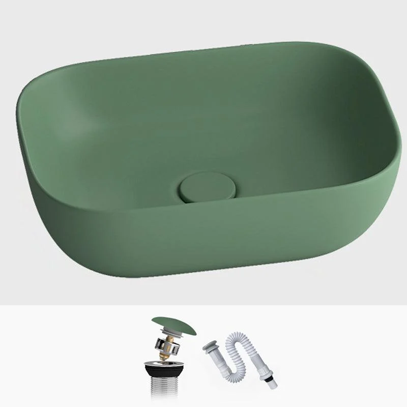 Modern Vessel Lavatory Sink Rectangular Porcelain with Tap and Pop-Up Drain Basin Sink -Bathlova