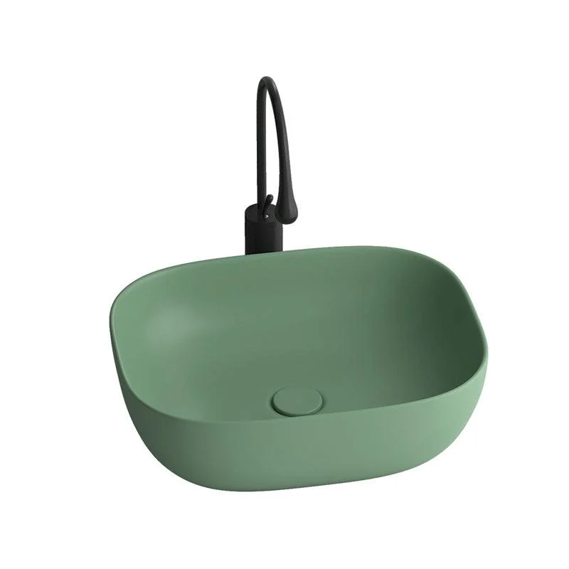 Modern Vessel Lavatory Sink Rectangular Porcelain with Tap and Pop-Up Drain Basin Sink -Bathlova