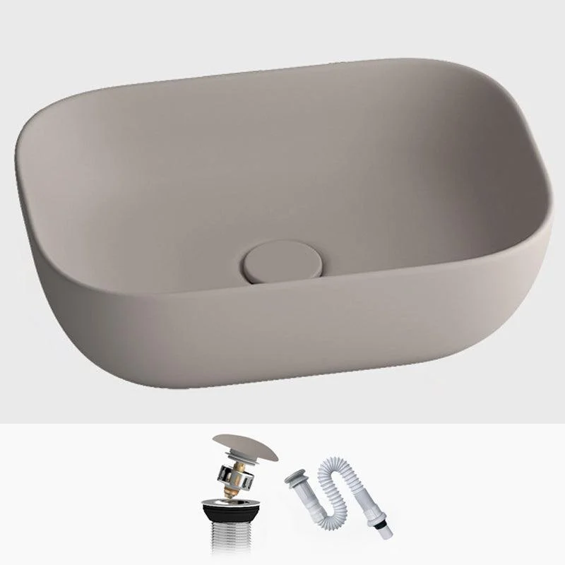 Modern Vessel Lavatory Sink Rectangular Porcelain with Tap and Pop-Up Drain Basin Sink -Bathlova