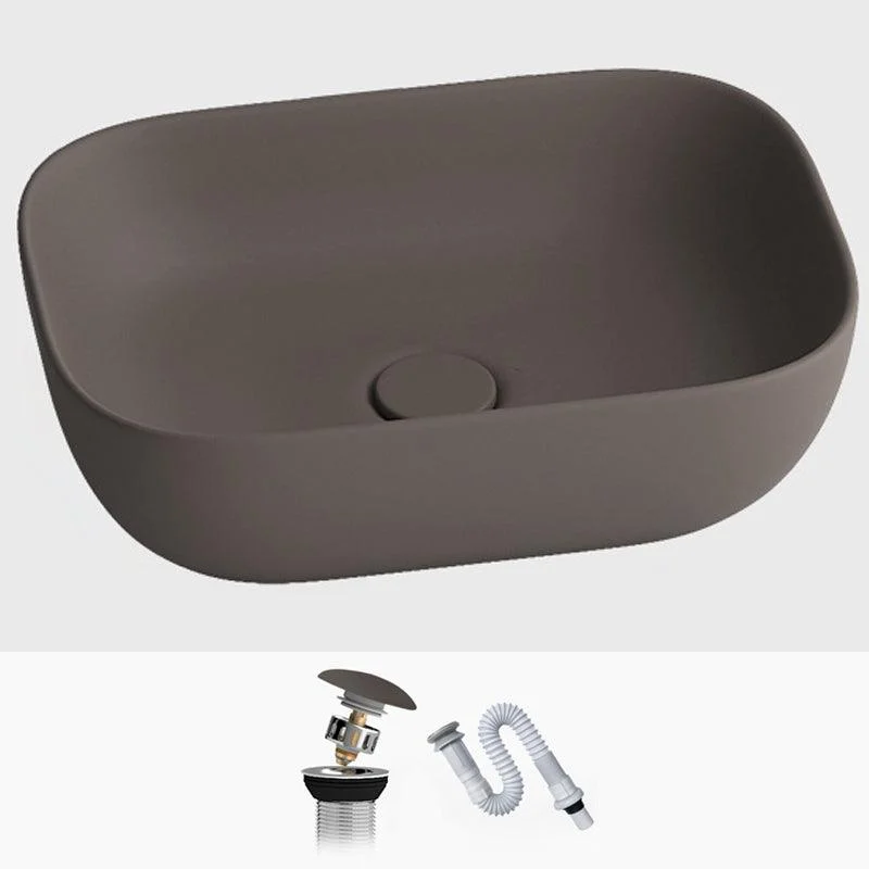 Modern Vessel Lavatory Sink Rectangular Porcelain with Tap and Pop-Up Drain Basin Sink -Bathlova