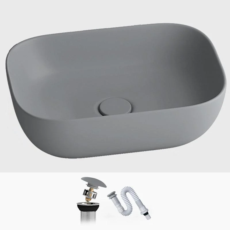 Modern Vessel Lavatory Sink Rectangular Porcelain with Tap and Pop-Up Drain Basin Sink -Bathlova