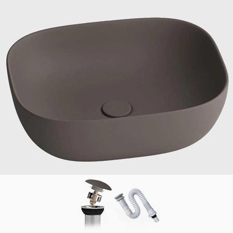 Modern Vessel Lavatory Sink Rectangular Porcelain with Tap and Pop-Up Drain Basin Sink -Bathlova