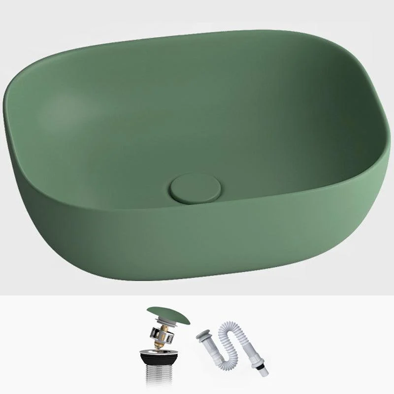 Modern Vessel Lavatory Sink Rectangular Porcelain with Tap and Pop-Up Drain Basin Sink -Bathlova