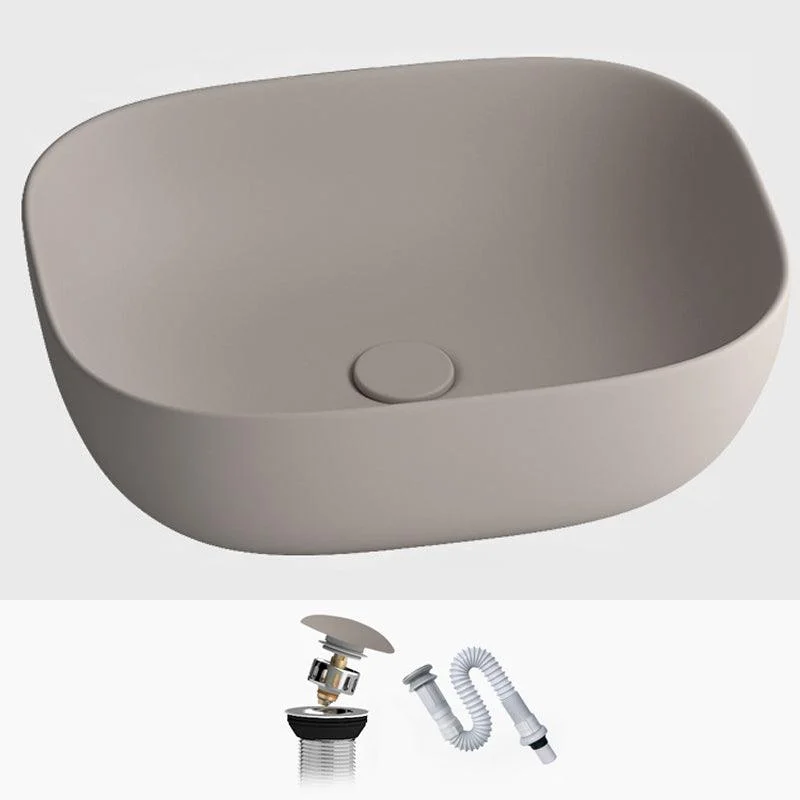 Modern Vessel Lavatory Sink Rectangular Porcelain with Tap and Pop-Up Drain Basin Sink -Bathlova