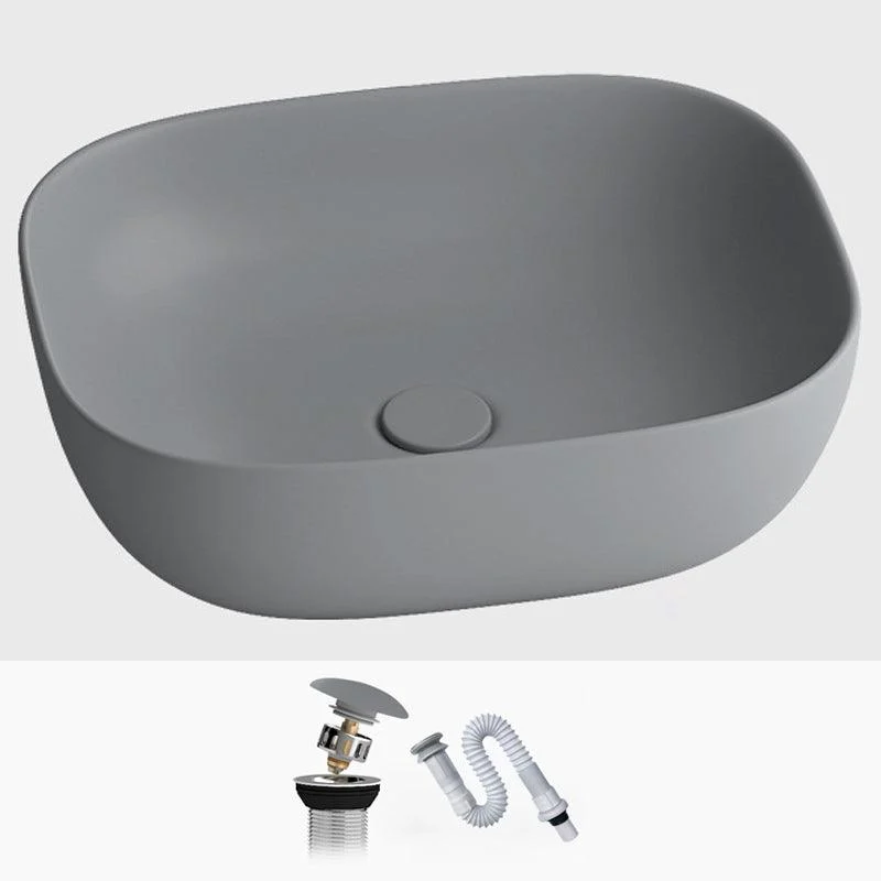 Modern Vessel Lavatory Sink Rectangular Porcelain with Tap and Pop-Up Drain Basin Sink -Bathlova