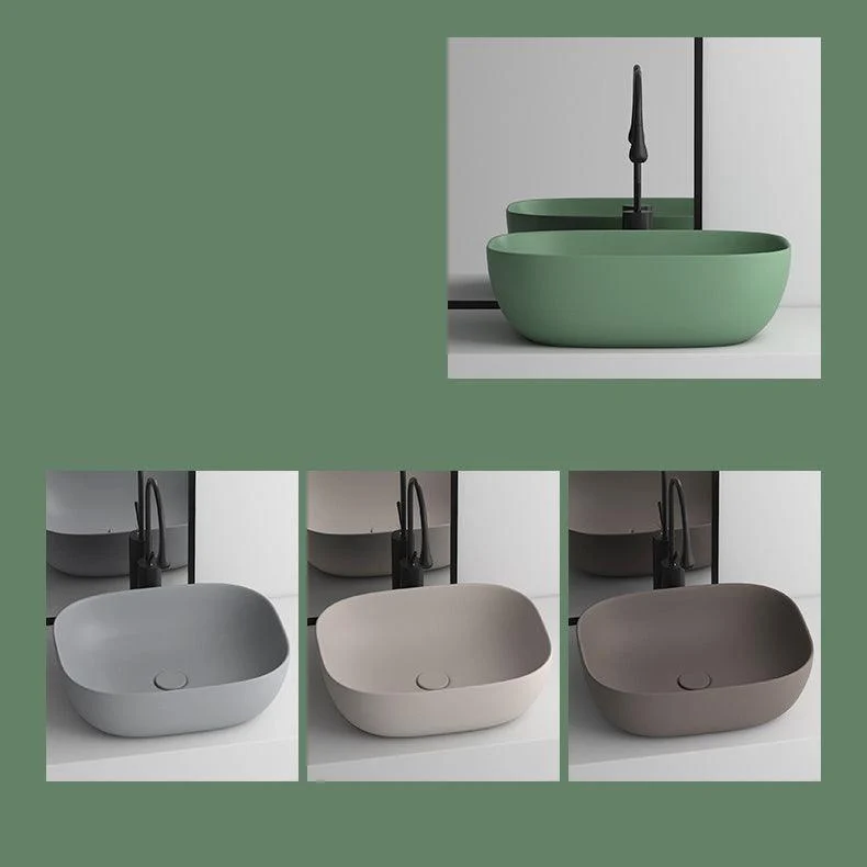 Modern Vessel Lavatory Sink Rectangular Porcelain with Tap and Pop-Up Drain Basin Sink -Bathlova