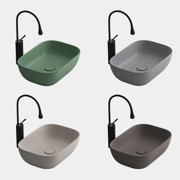 Modern Vessel Lavatory Sink Rectangular Porcelain with Tap and Pop-Up Drain Basin Sink -Bathlova