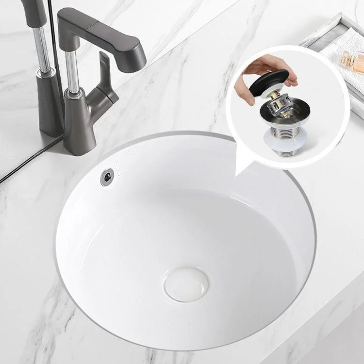 Modern Vessel Lavatory Sink Round Porcelain with Overflow Undermount Bathroom Sink -Bathlova