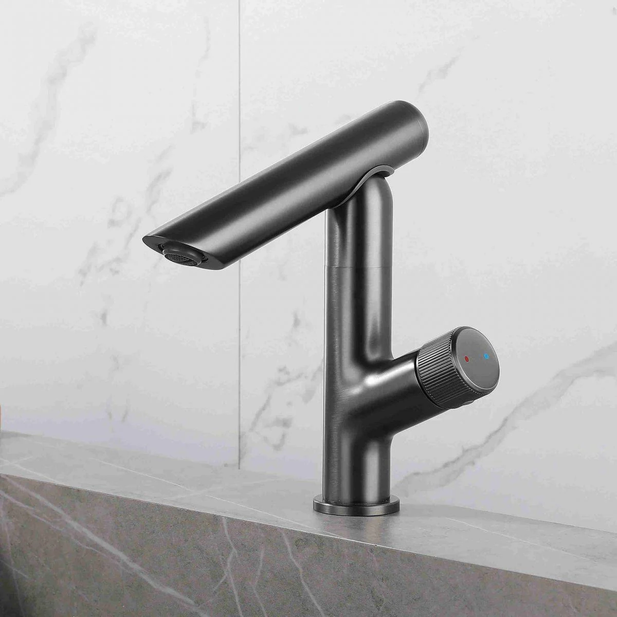 Modern Vessel Sink Bathroom Tap Metal Knob Handle Vessel Tap -Bathlova