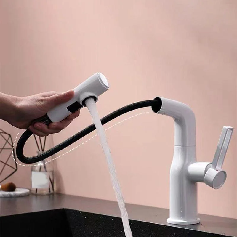 Modern Vessel Sink Bathroom Tap Swivel Spout with Pull Out Sprayer -Bathlova