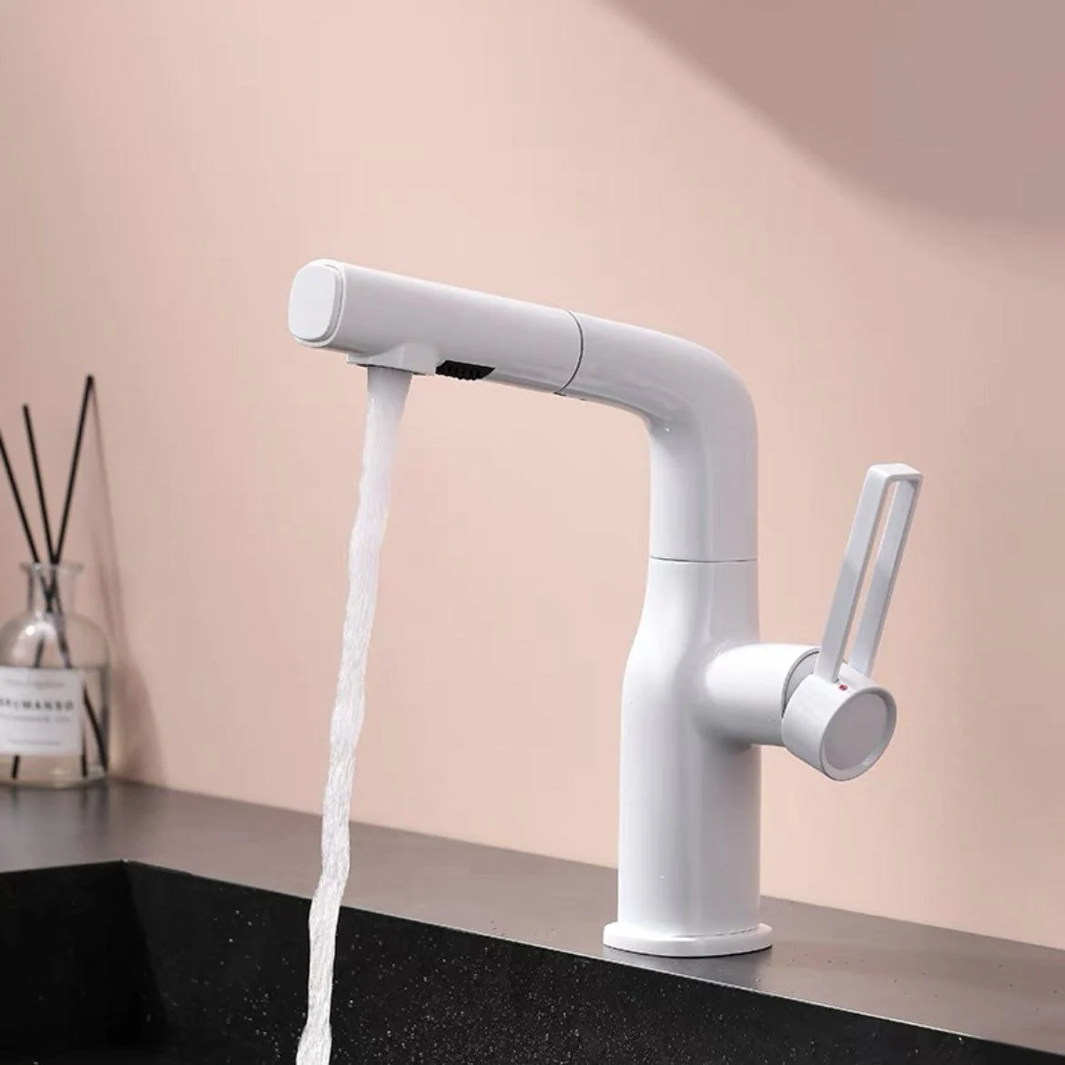 Modern Vessel Sink Bathroom Tap Swivel Spout with Pull Out Sprayer -Bathlova