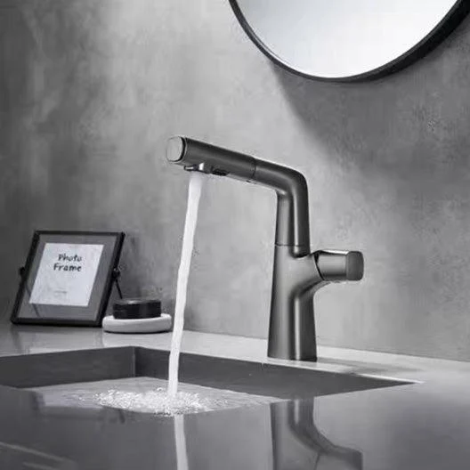 Modern Vessel Sink Bathroom Tap Swivel Spout with Pull Out Sprayer -Bathlova