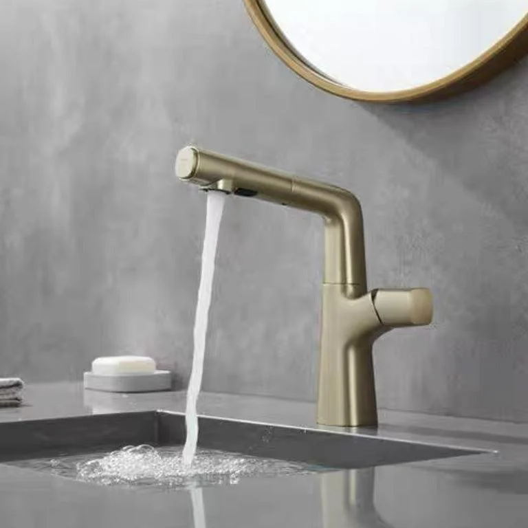 Modern Vessel Sink Bathroom Tap Swivel Spout with Pull Out Sprayer -Bathlova