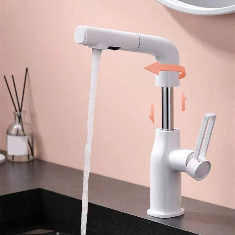 Modern Vessel Sink Bathroom Tap Swivel Spout with Pull Out Sprayer -Bathlova