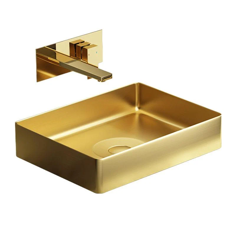 Modern Vessel Sink Metal Rectangular with Pop-Up Drain Vessel Bathroom Sink -Bathlova