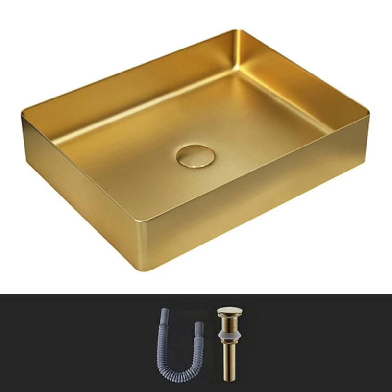 Modern Vessel Sink Metal Rectangular with Pop-Up Drain Vessel Bathroom Sink -Bathlova