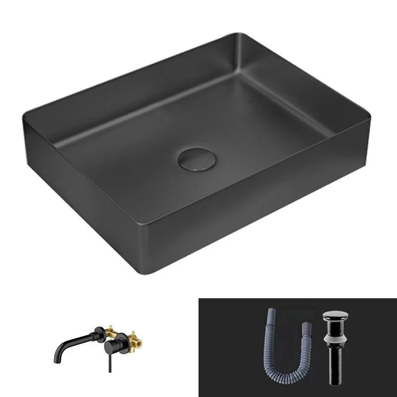 Modern Vessel Sink Metal Rectangular with Pop-Up Drain Vessel Bathroom Sink -Bathlova