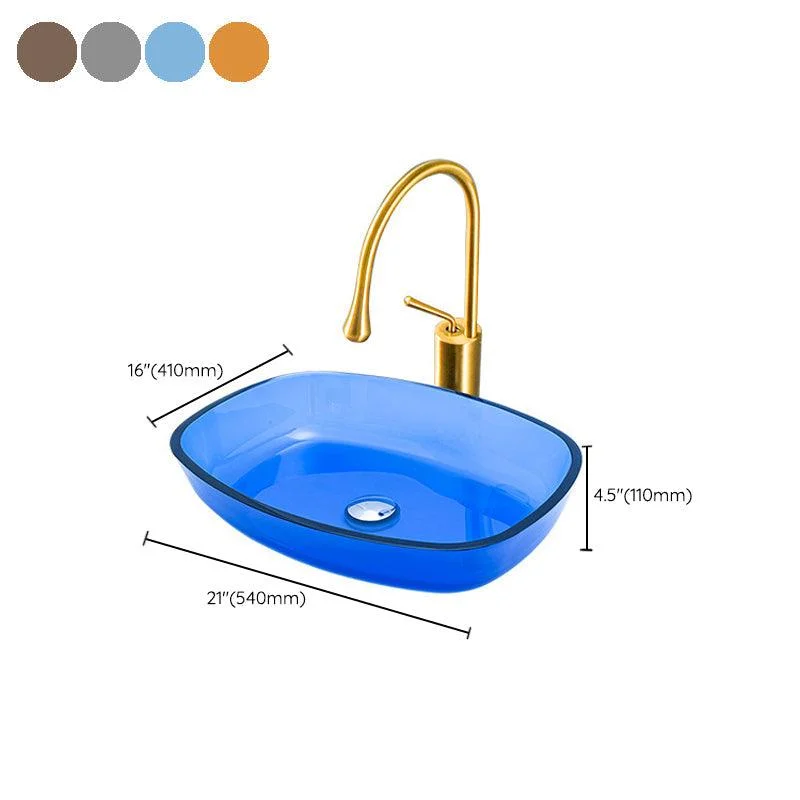 Modern Vessel Sink Oval Glass with Pop-Up Drain and Tap Vessel Bathroom Sink -Bathlova