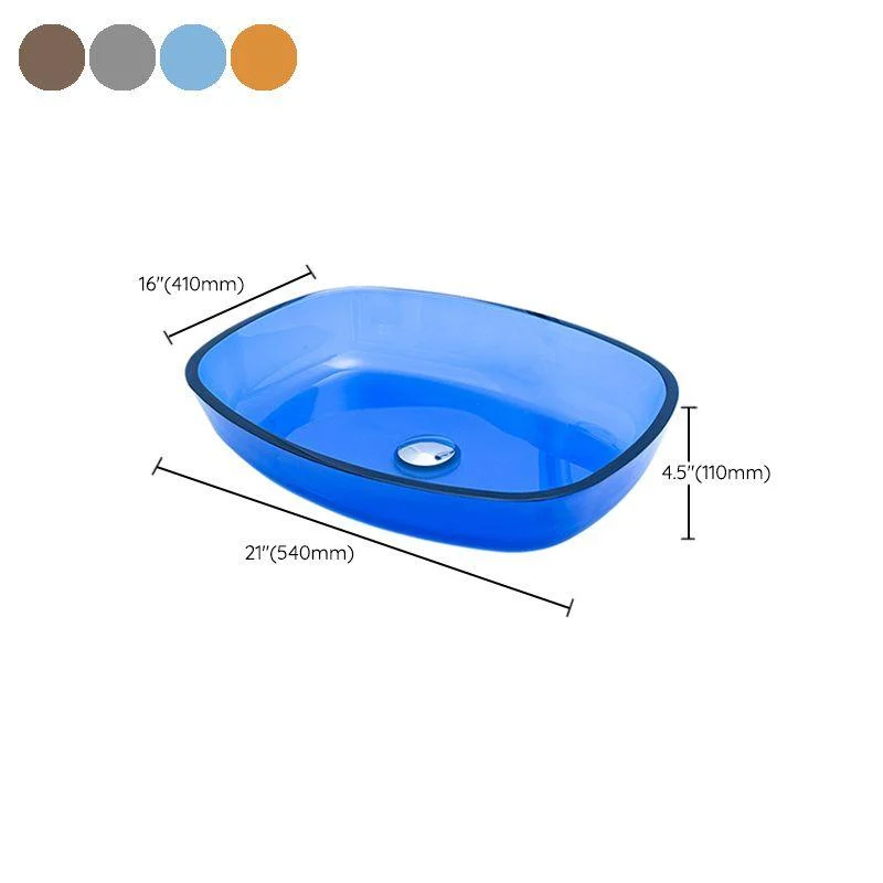 Modern Vessel Sink Oval Glass with Pop-Up Drain and Tap Vessel Bathroom Sink -Bathlova