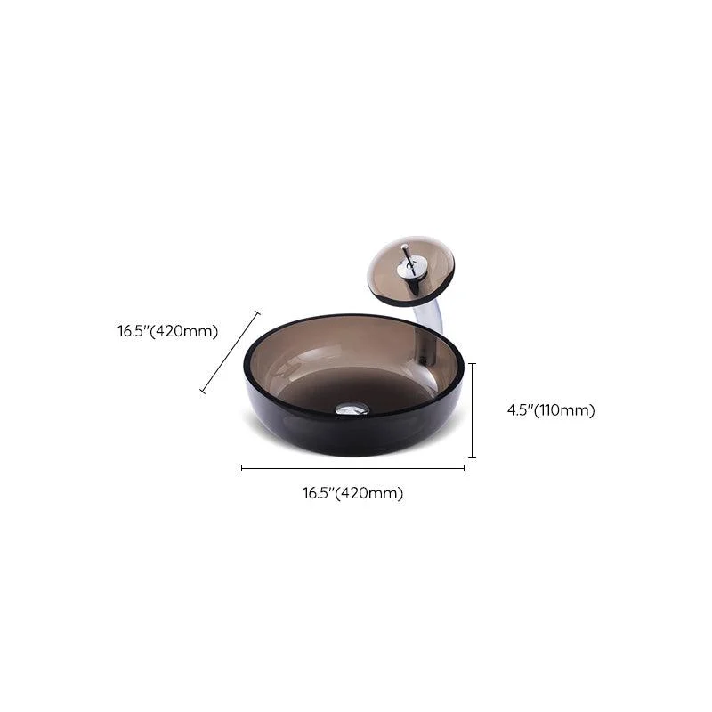 Modern Vessel Sink Oval Glass with Pop-Up Drain and Tap Vessel Lavatory Sink -Bathlova