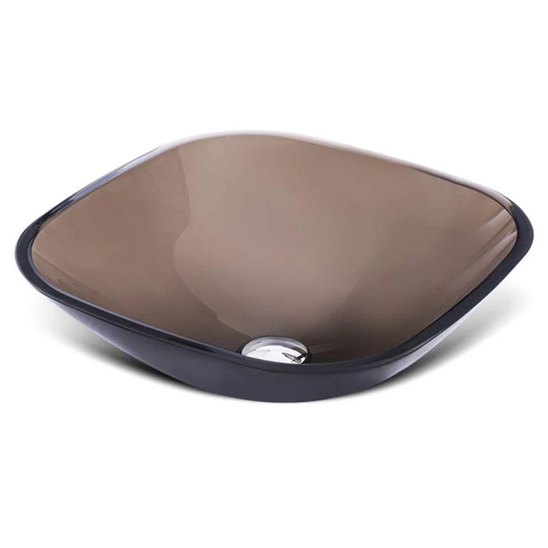 Modern Vessel Sink Oval Glass with Pop-Up Drain and Tap Vessel Lavatory Sink -Bathlova