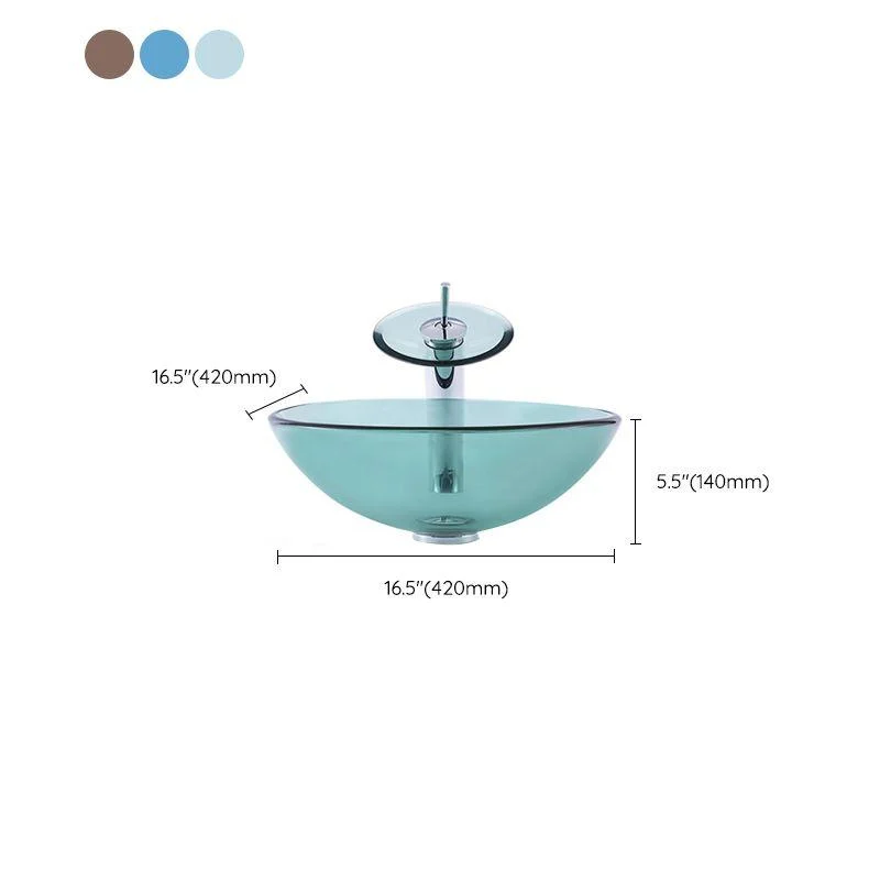 Modern Vessel Sink Oval Glass with Pop-Up Drain and Tap Vessel Lavatory Sink -Bathlova