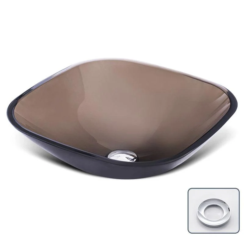 Modern Vessel Sink Oval Glass with Pop-Up Drain and Tap Vessel Lavatory Sink -Bathlova