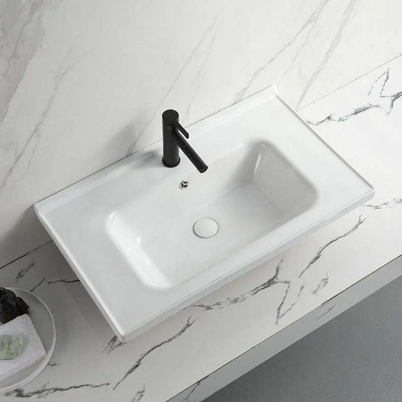 Modern Vessel Sink Rectangular Porcelain Drop-in Bathroom Sink(Not Included Tap) -Bathlova