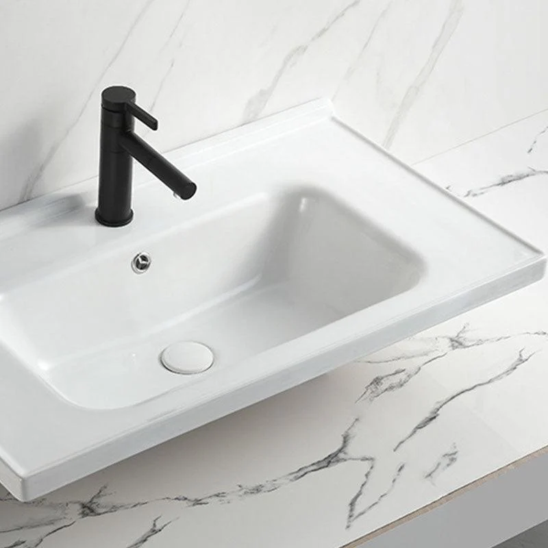 Modern Vessel Sink Rectangular Porcelain Drop-in Bathroom Sink(Not Included Tap) -Bathlova